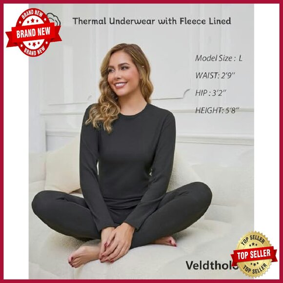 Fleece Lined Thermal Set Long Johns Base Layer Women's Winter Wear - Picture 3 of 8